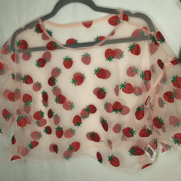 Strawberry Embroidered Sheer Top - Picture 3 of 6
